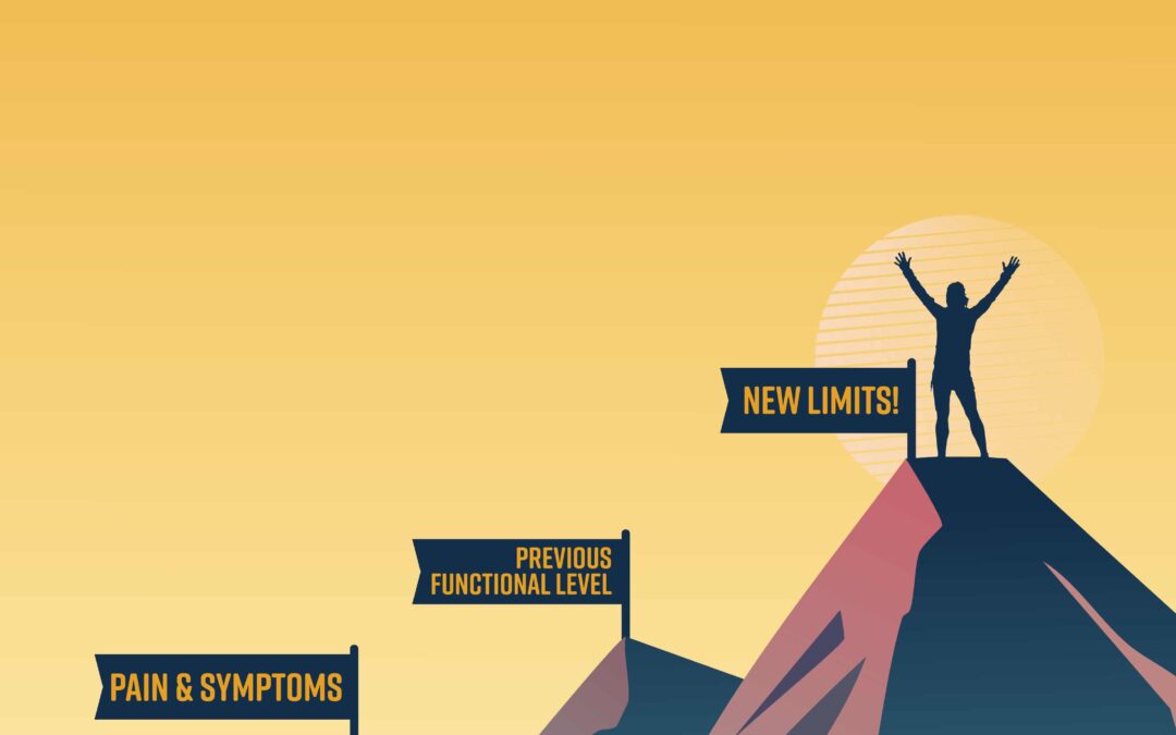 Mount Do More Illustration showing a figure in a victory stance at the top of a mountain.