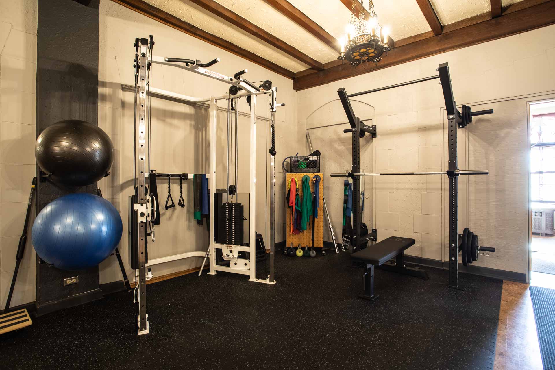 A close-up shot of the weight training area at MKE Physical Therapy